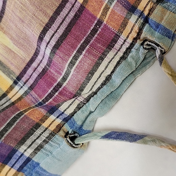 IT'S PAQUETTE Vintage 80's Beach Plaid Hooded Light-weight Oversized Pullover - Picture 8 of 13